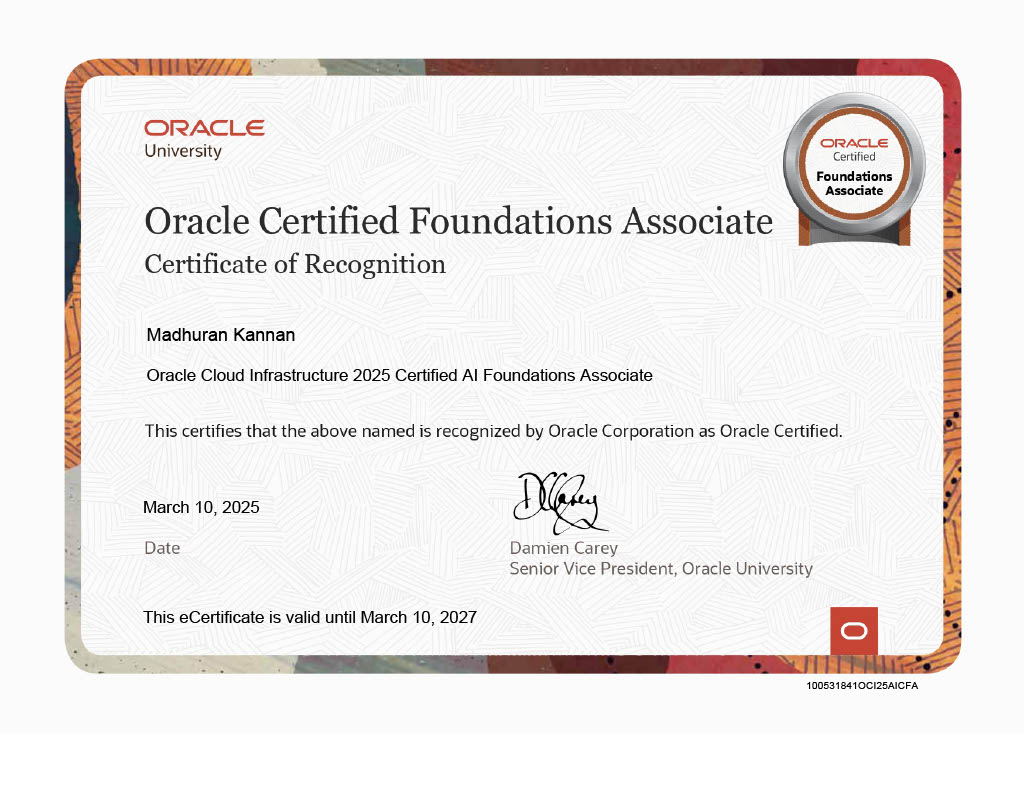 Oracle Cloud Certificate 2025